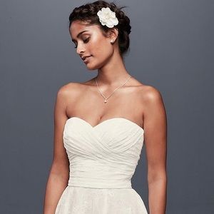 Elopement Strapless Lace Short Wedding Dress